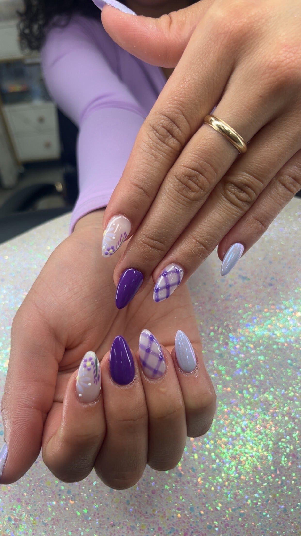 Sculpted Acrylic Nails with 3D Charms at Glo Nail Lounge LV
