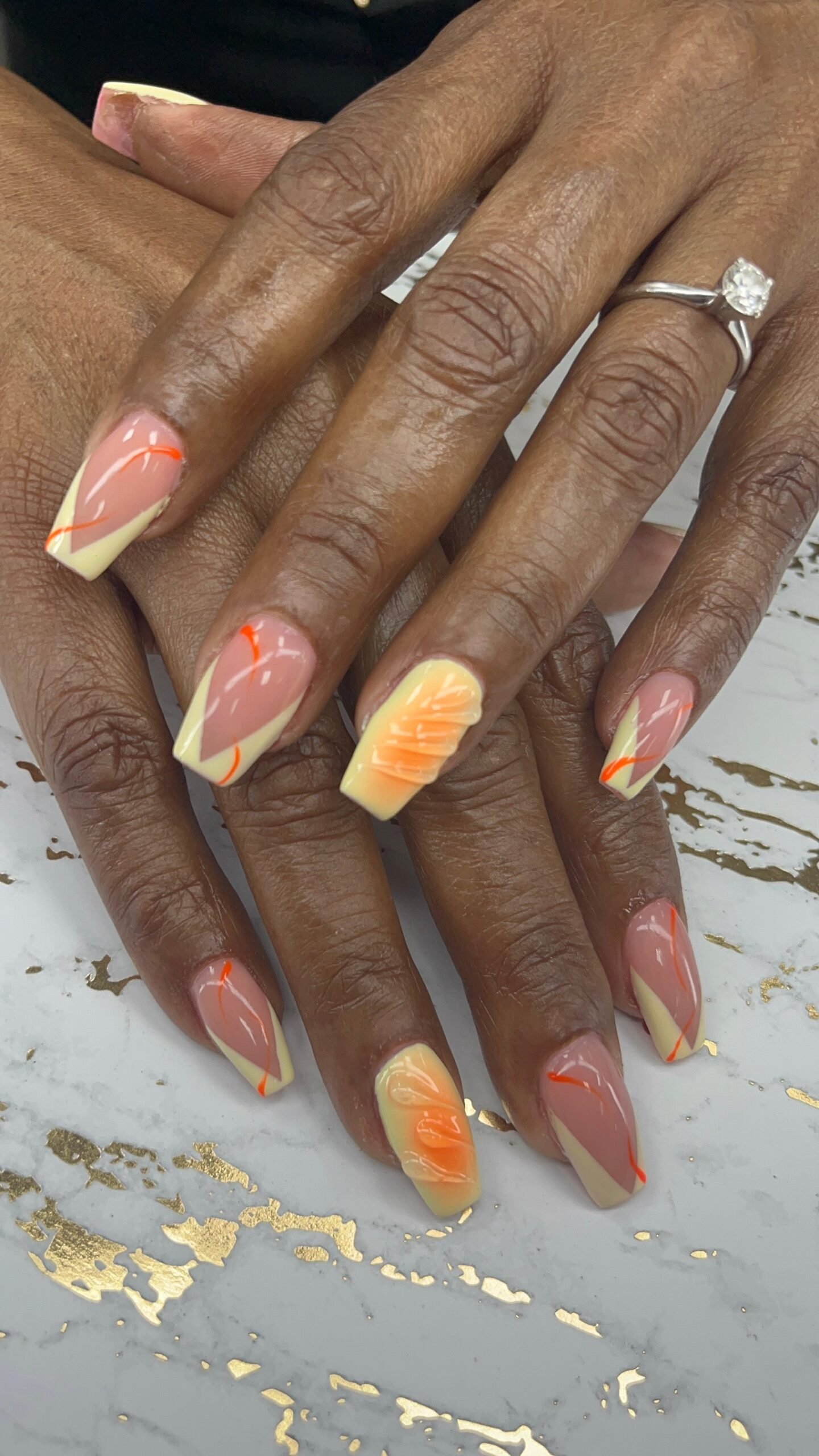 Manicures Gel Nails 1 Apres Gel-X Extensions with Gold Chain Accent at Glo Nail Lounge